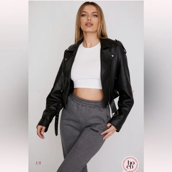 House of CB ‘Lumia’ Black Leather Jacket size Medium - Picture 8 of 17